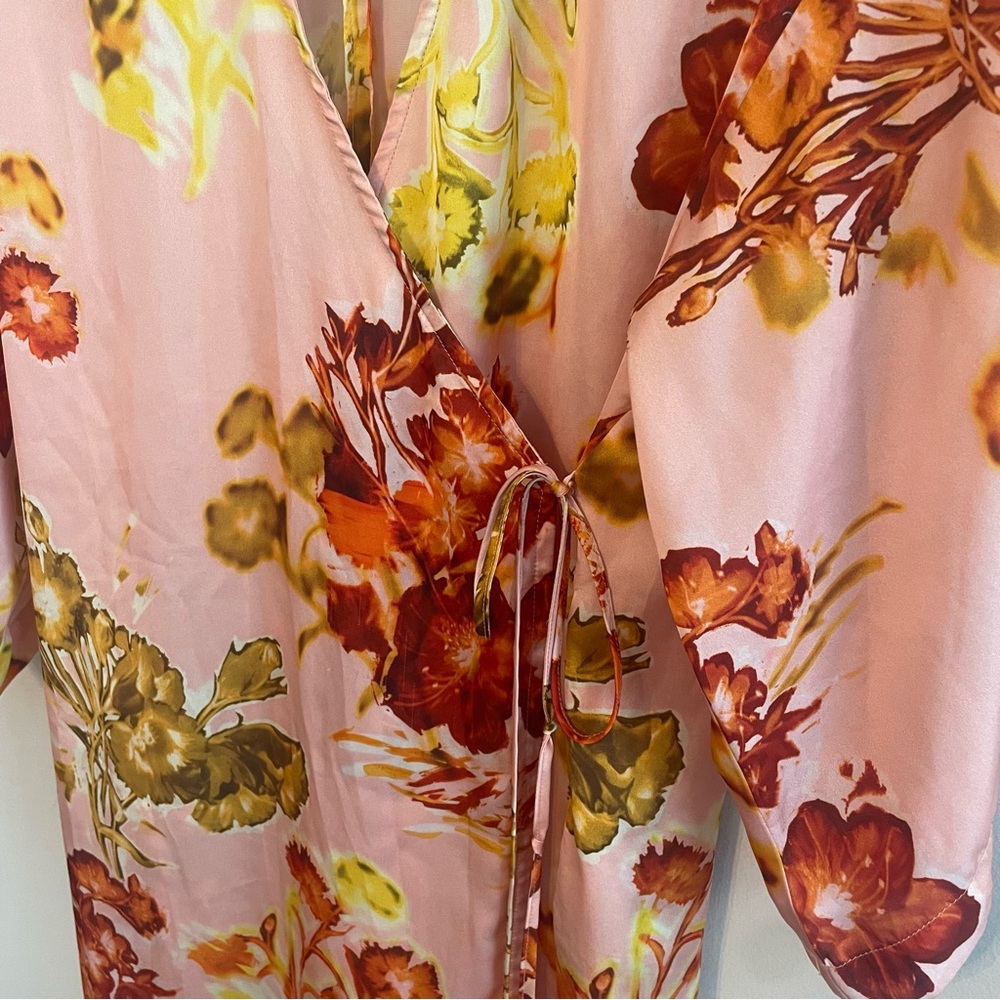 TOPSHOP Kimono Midi Wrap Dress in Floral Print Multi - Size 6 - Picture 6 of 9